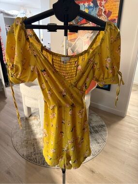 Ten Sixty Sherman Yellow Floral Short Jumpsuit